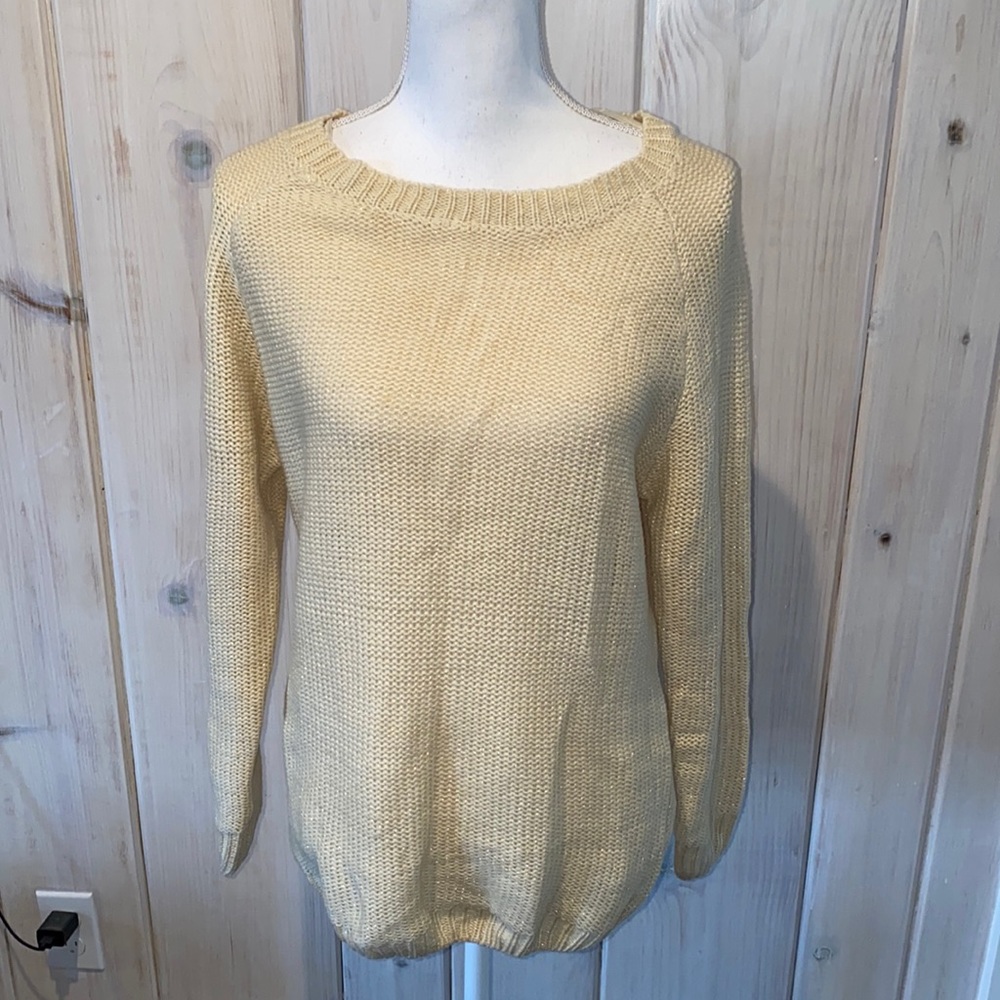 Tan sparkly Katsumi sweater with lace back